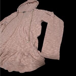 Anama Women's Pink Lace-Up Pullover Hoodie Shirt M Long Sleeve Casual